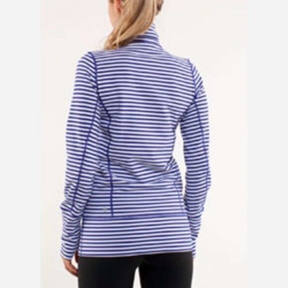 Lululemon Rare‎ In Stride Jacket Blue White Stripe - Picture 6 of 6